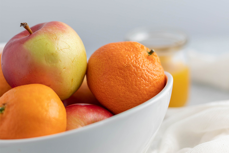 Picture of fruit on a table