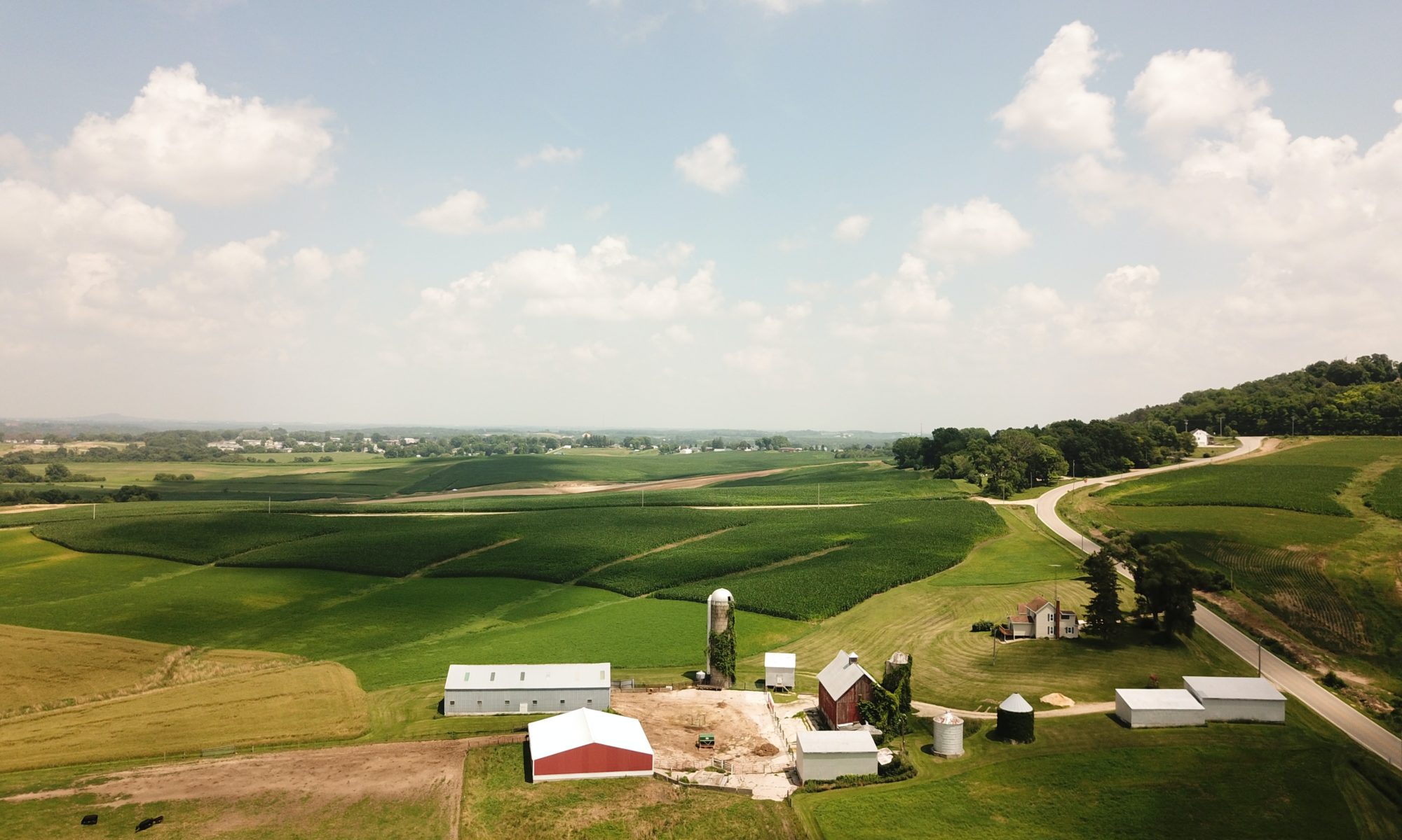 Aerial photo of farming operation