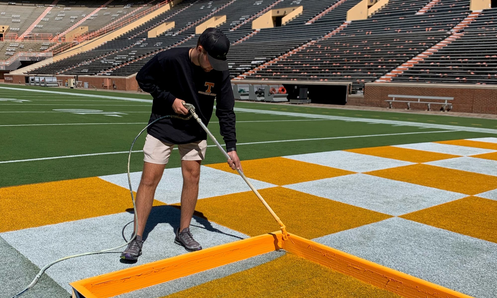 Brinkley Mull paints checkerboard