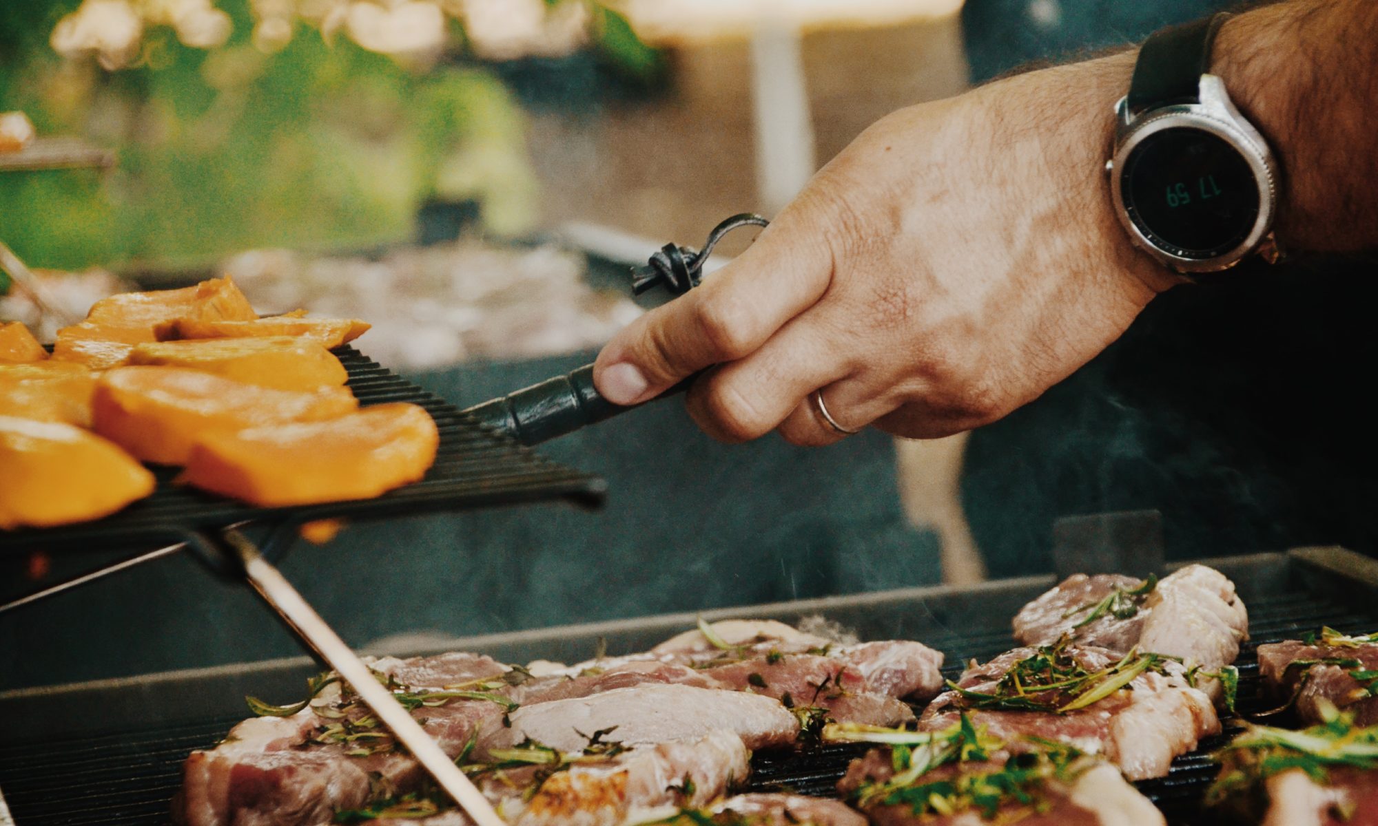 Person grilling food