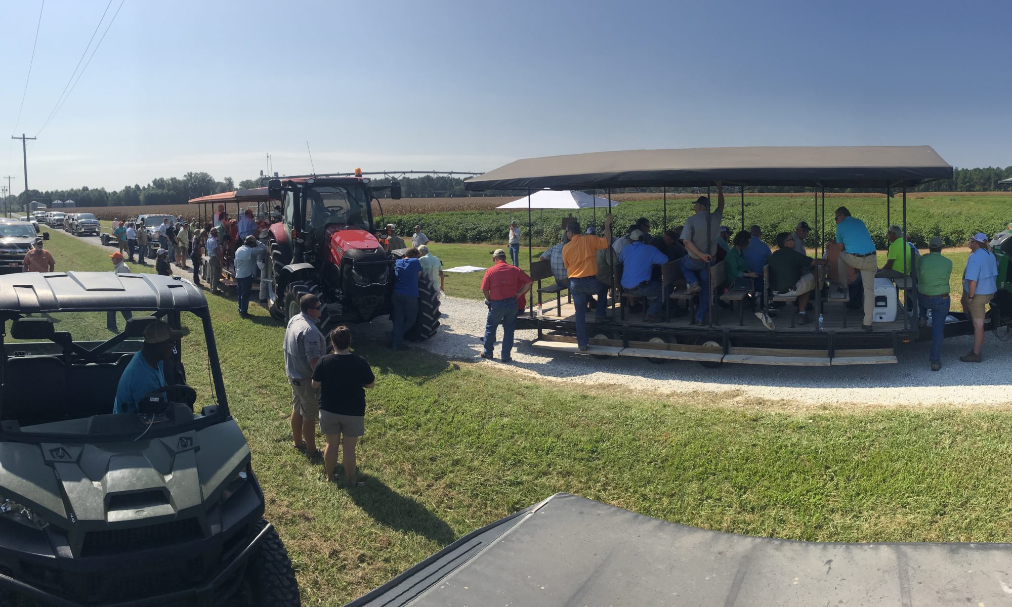 Researchers present their findings to a group of people at the 2019 Cotton Tour at the West Tennessee AgResearch and Education Center.