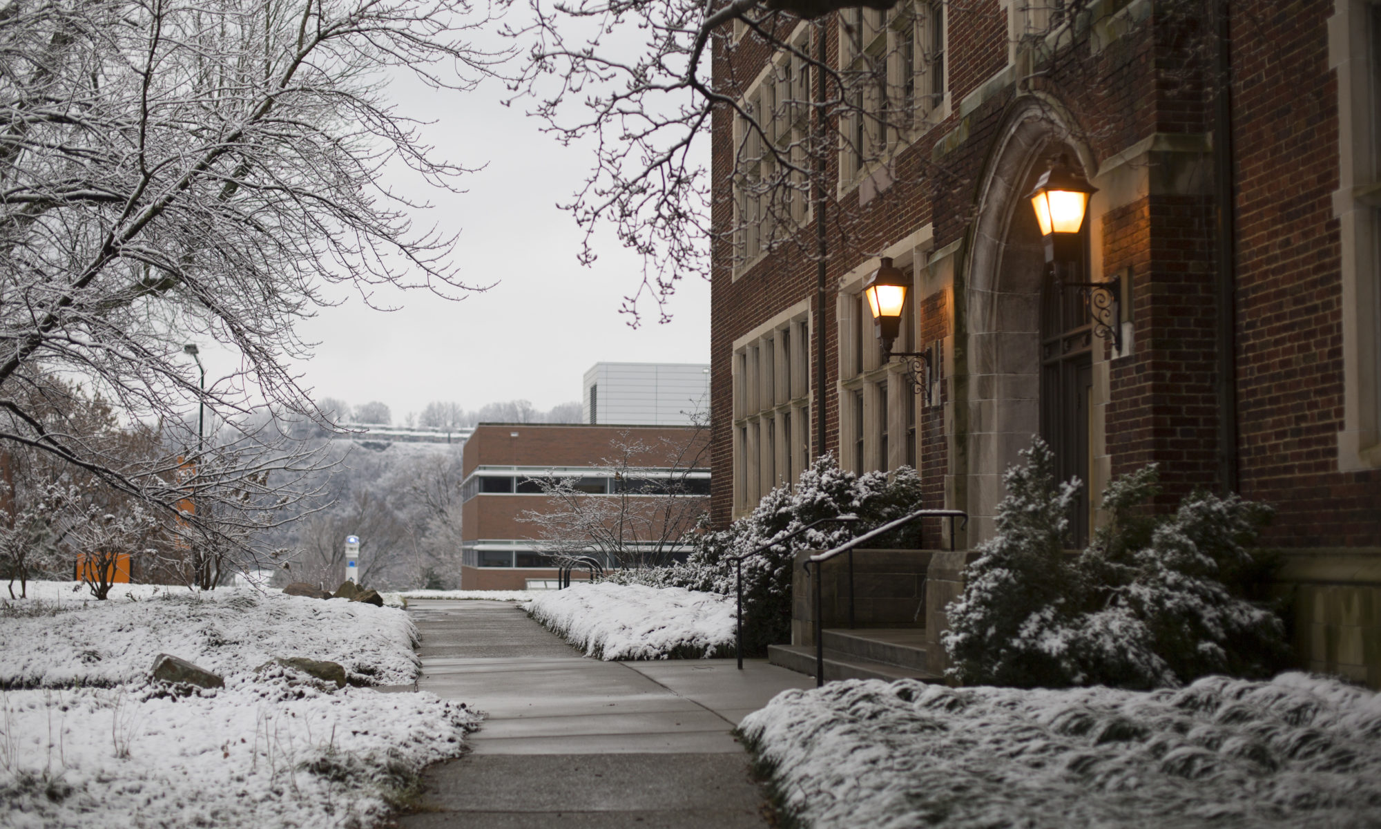 Morgan Hall with snow on the ground