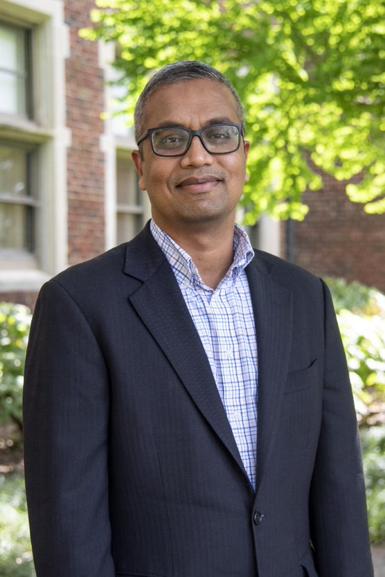 Sreedhar Upendram in front of Morgan Hall