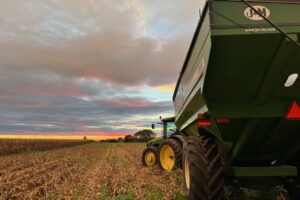 Farm equipment in a field