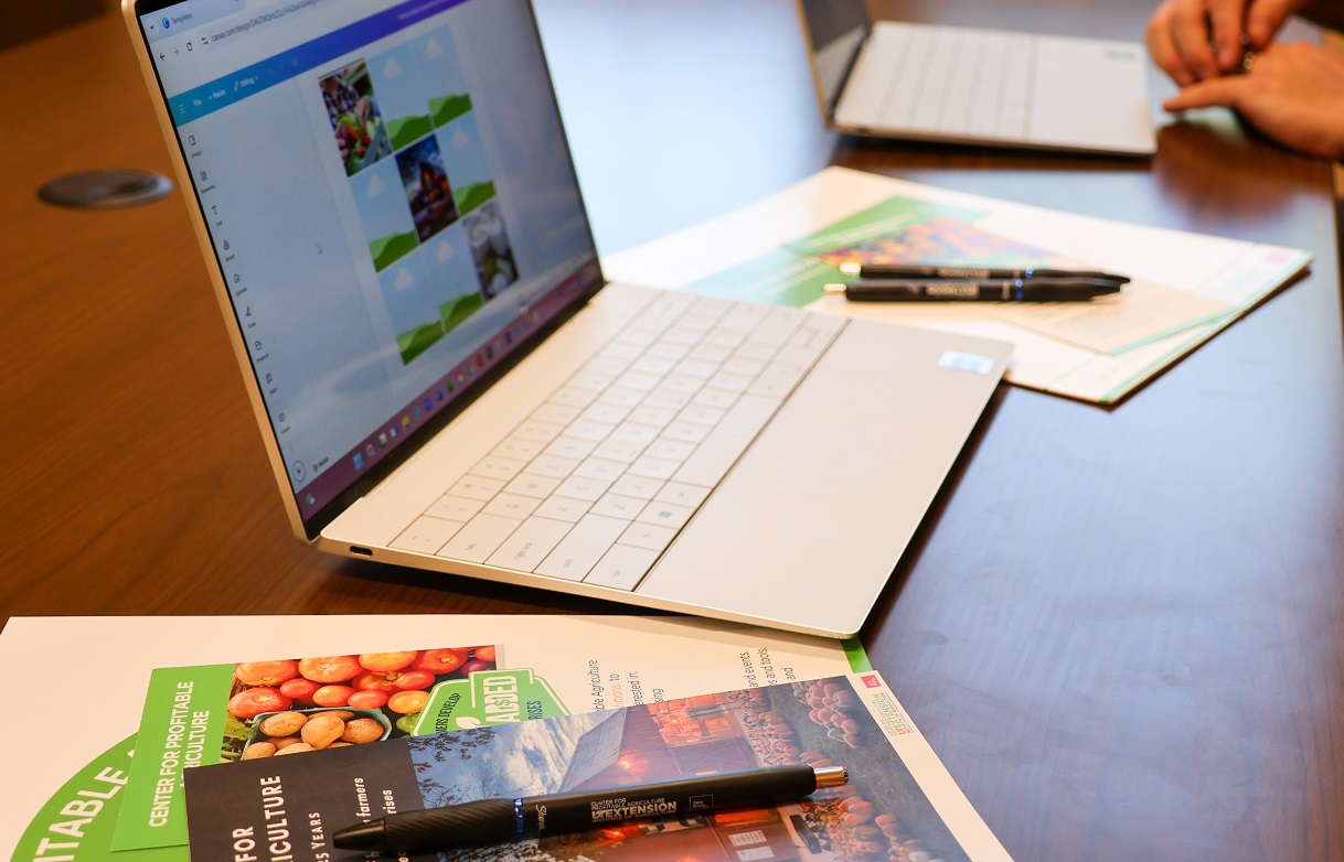 a laptop open on a table