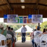 Director of the UT Beef & Forage Center Bruno Pedreira delivers a presentation to a crowd at the 2024 Steak and Potatoes Field Day
