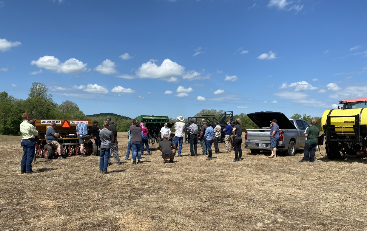 New farmers participating in hands on training in a field