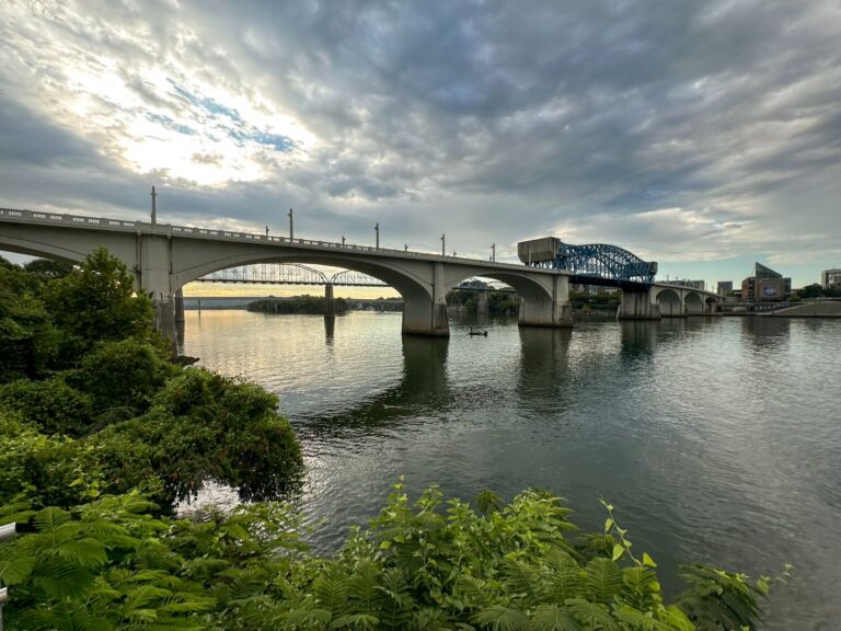 Market Street Bridge over a river in Chattanooga