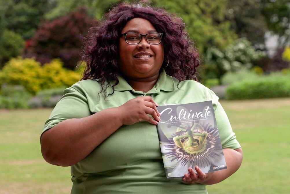 Nadia Harris holding Cultivate magazine