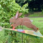 bunny art piece in the UT Gardens