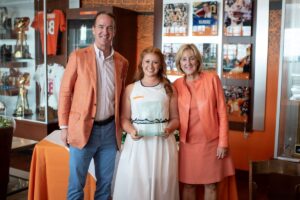 Peyton Manning, Caroline Garrell, and Chancellor Donde Plowman