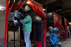 A person welding