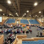 people in the Brehm Animal Science Arena for a horse management field day