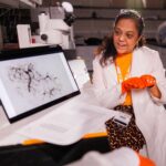University of Tennessee College of Veterinary Medicine Professor Hameeda Sultana shows a computer screen.