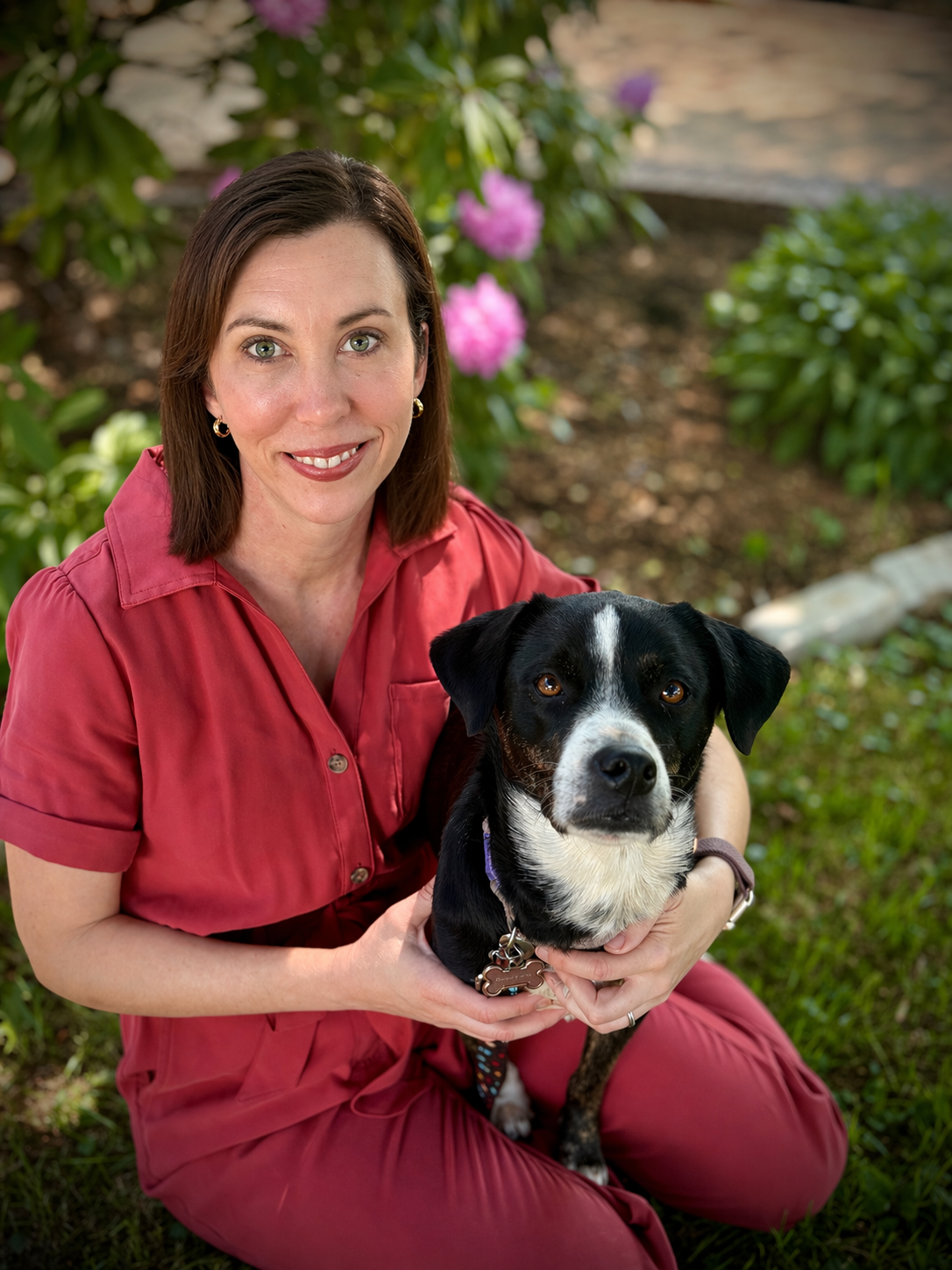 Angela Rollins with her dog, Maggie.