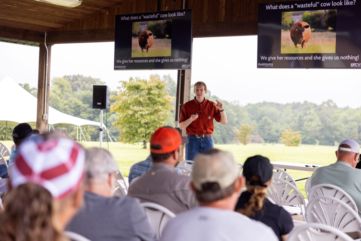 Troy Rowan giving a presentation to a crowd.