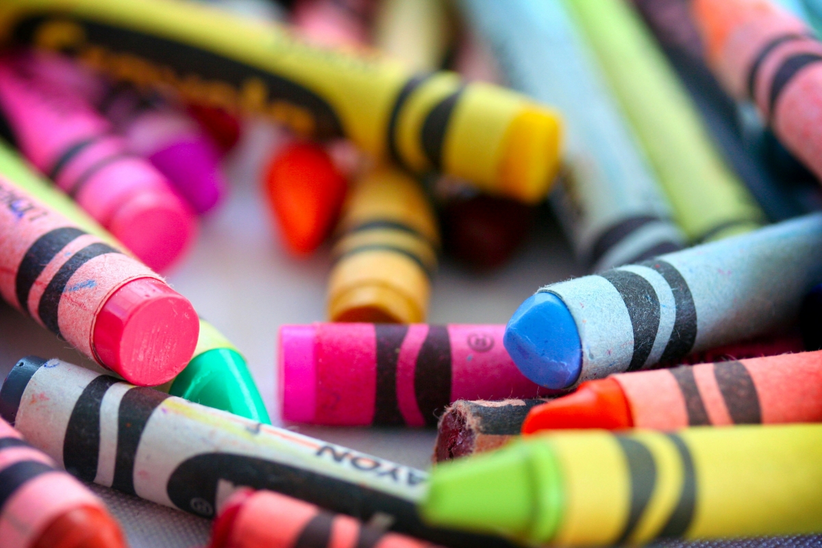 Close up of crayons.