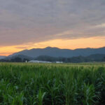 Sunset over the mountains.